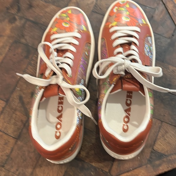 Coach Rare Floral Leather Sneakers - Picture 8 of 14